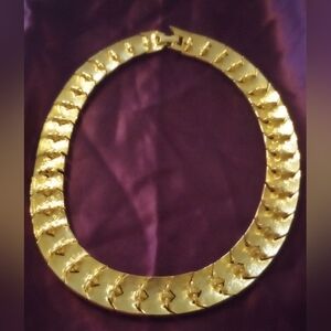 Vintage lady remington Chunky  Link Chevron  Gold Tone Necklace In Original Box!